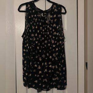 Torrid Black Floral Crinkle Gauze Tank